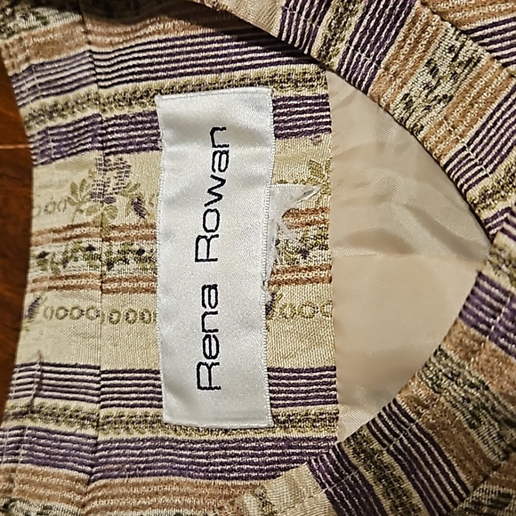 Vtg Rena Rowan Womens Silk Blend Blazer Jacket Gold Purple Floral Print Plus - Picture 5 of 14
